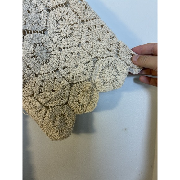 NEW!! Do everything in love Crochet Duster Open OS‎ Up To XL Ivory Boho Cotton - Picture 4 of 8